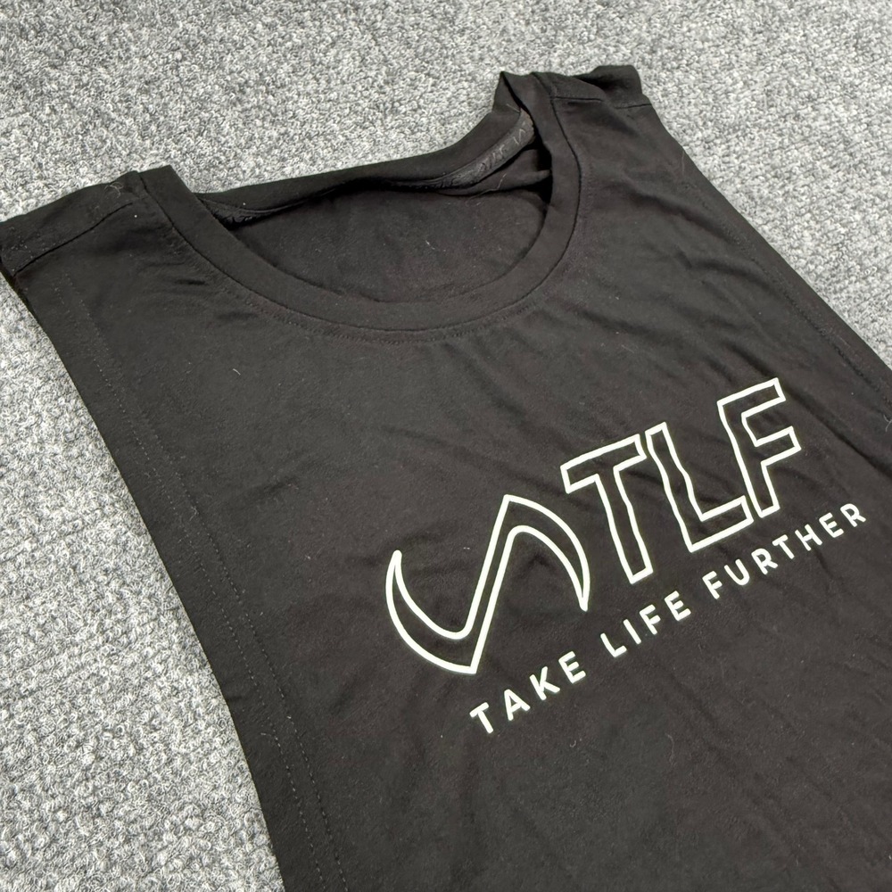 TLF Take Life Further Tank Top Size Large Black Graphic Muscle Tee Men's